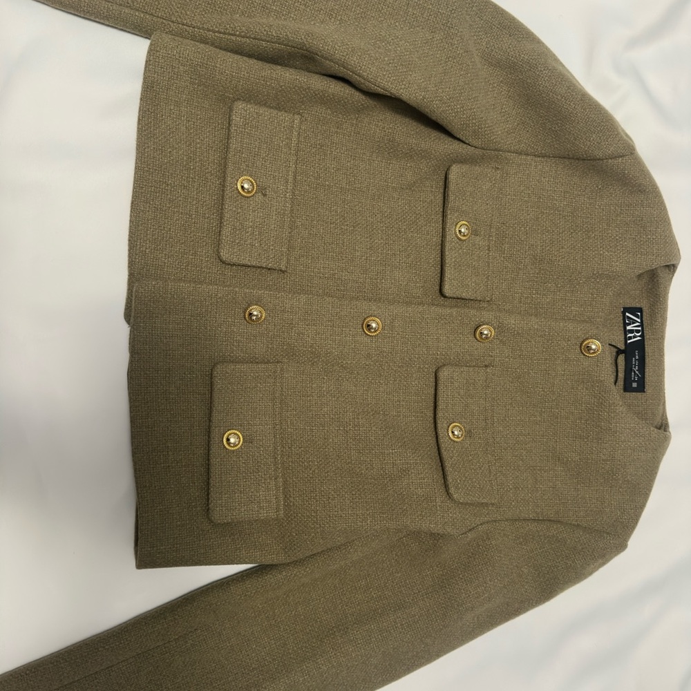 Zara Khaki Jacket with Gold Accent